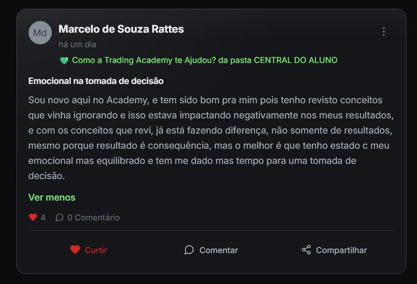 Post do Marcelo sobre emocional na tomada de decisão