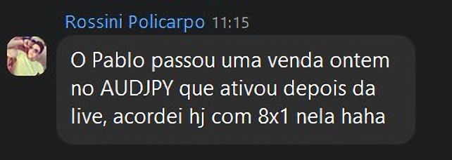 Rossini: venda do Pablo no AUDJPY deu 8 para 1